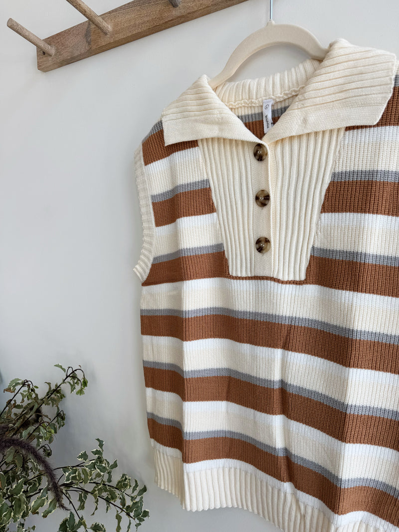 Multi-color striped sweater vest