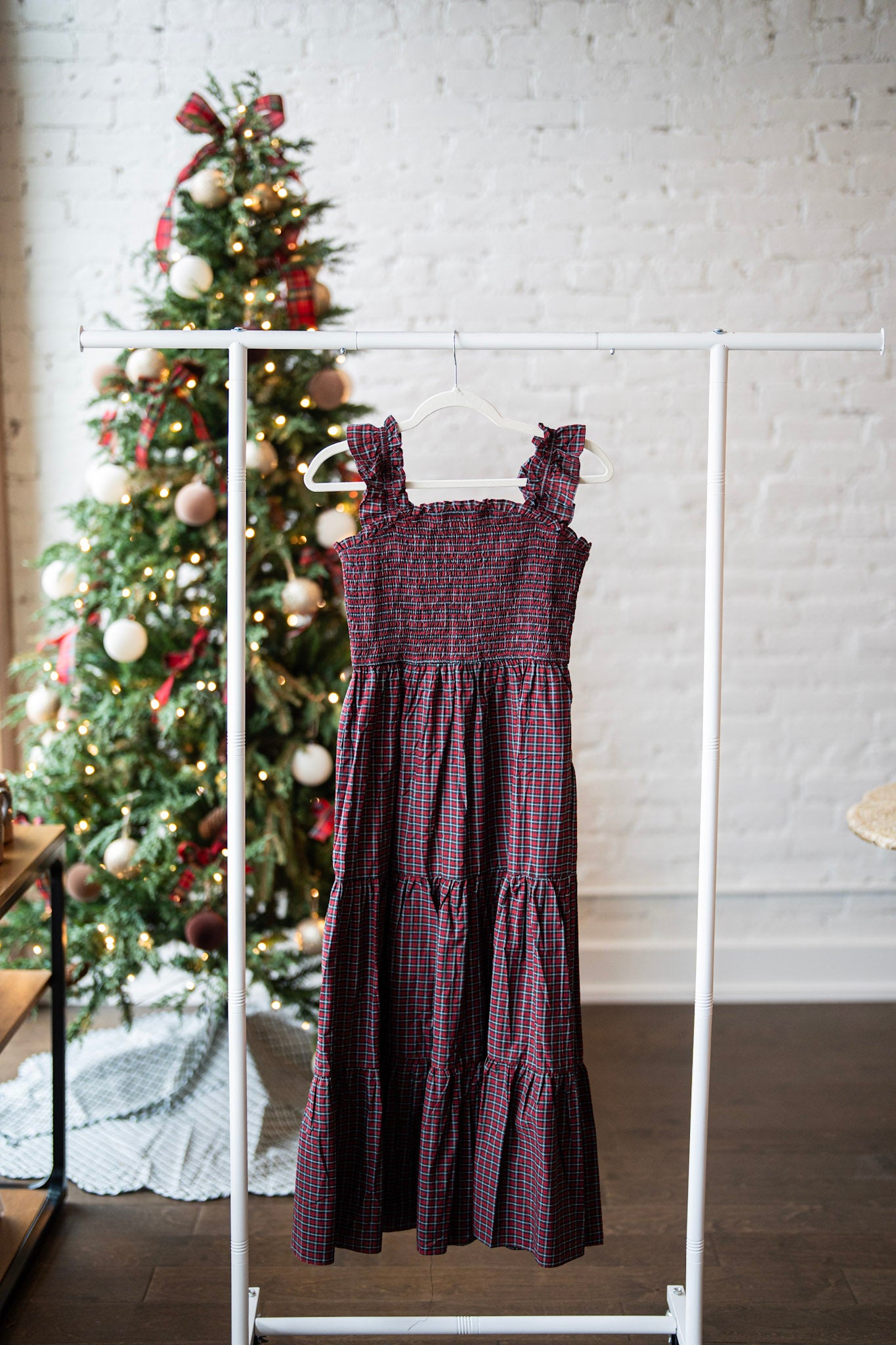 Holiday Gingham Maxi Dress