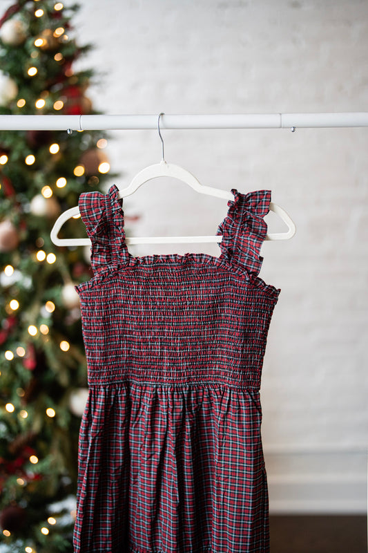 Holiday Gingham Maxi Dress