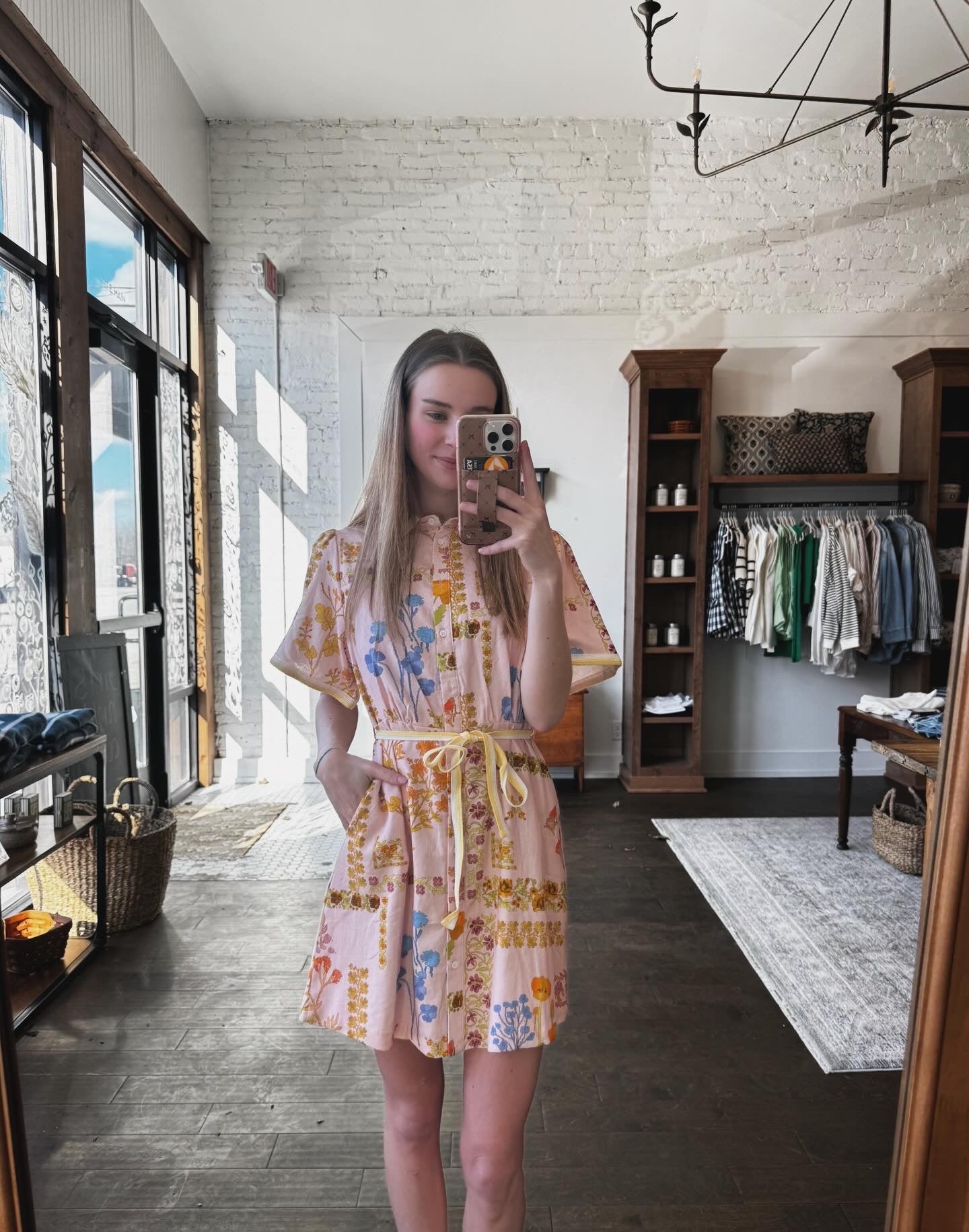 Floral Trim Shirt Dress