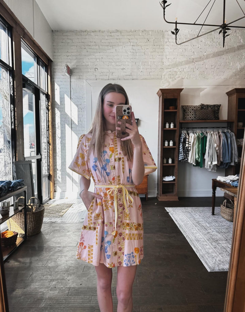 Floral Trim Shirt Dress