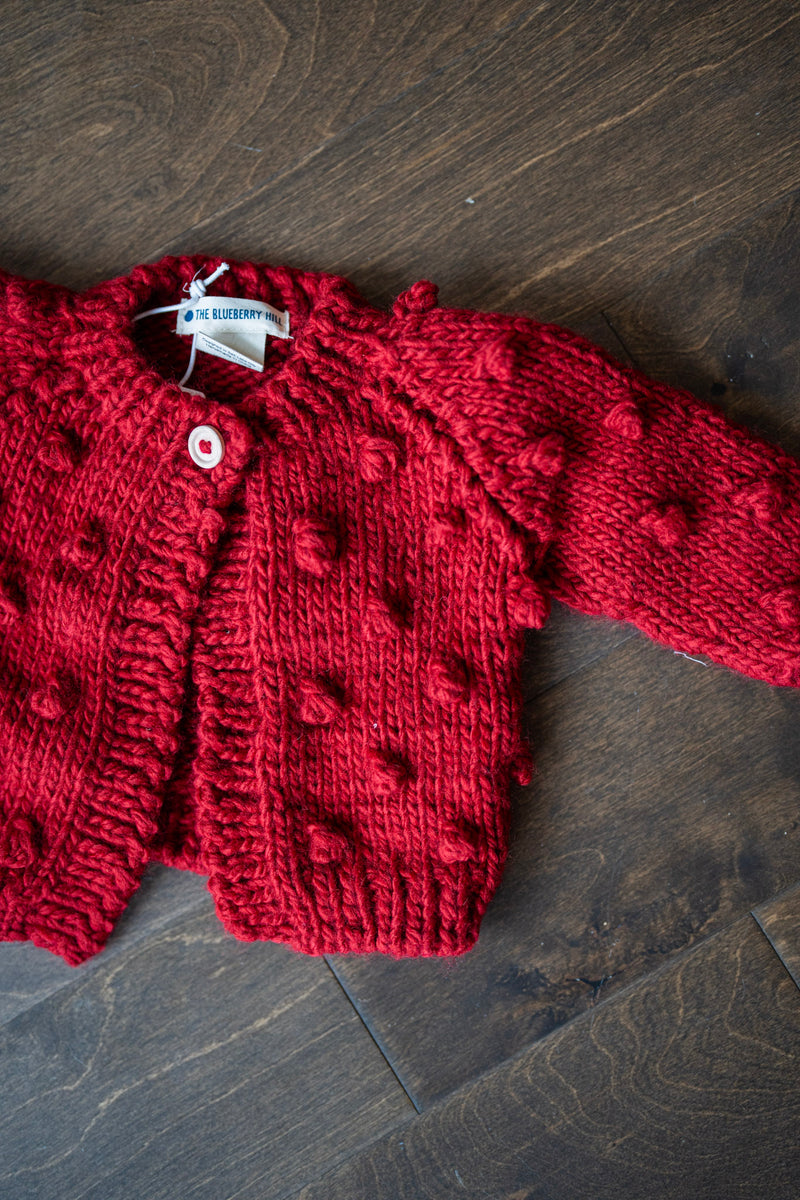 Girls Red Pom Sweater