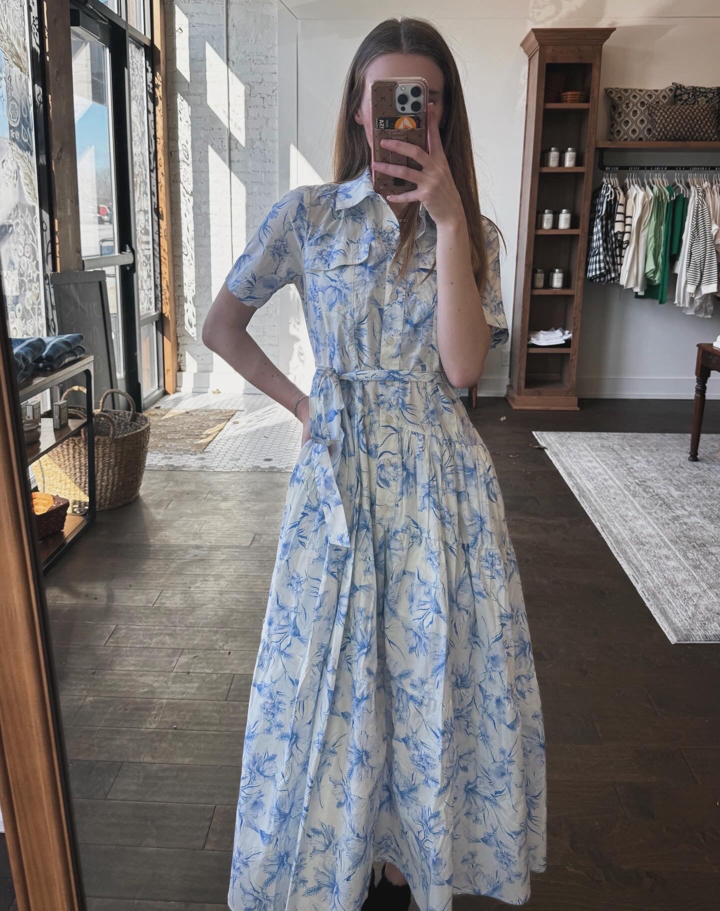 Printed shirt dress