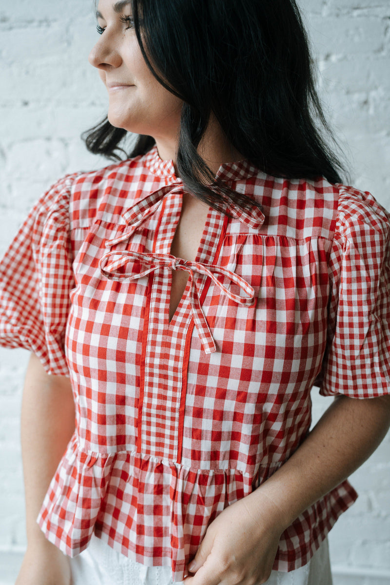 Red Plaid Tie Top