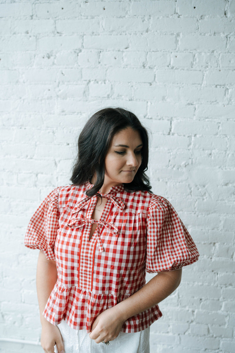 Red Plaid Tie Top