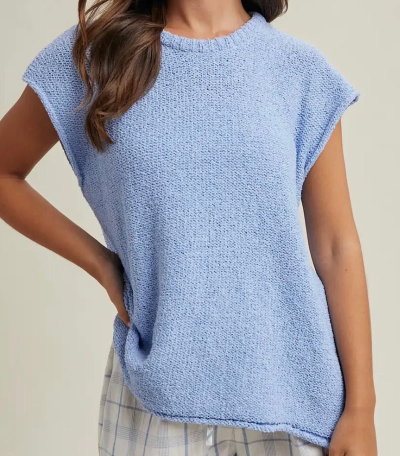 Textured cap sleeve blue