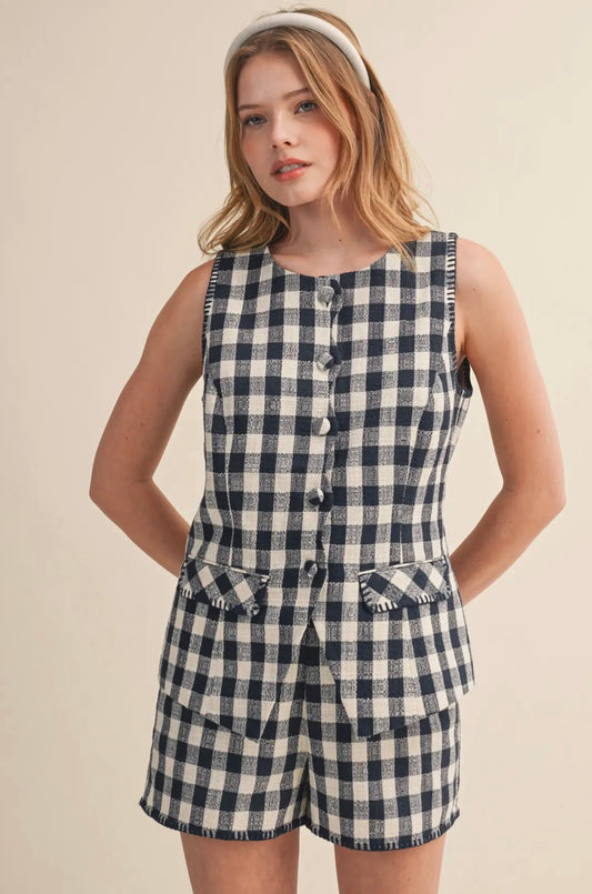 Gingham Vest Set