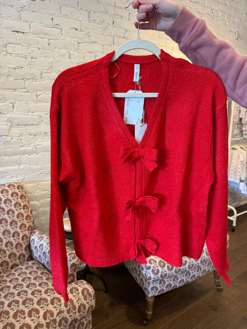 Red bow cardigan