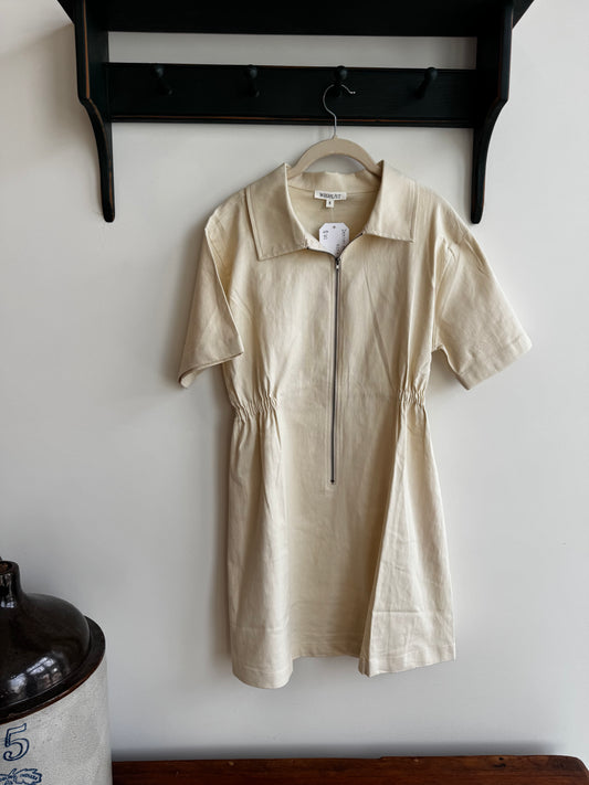 Denim mini dress ecru