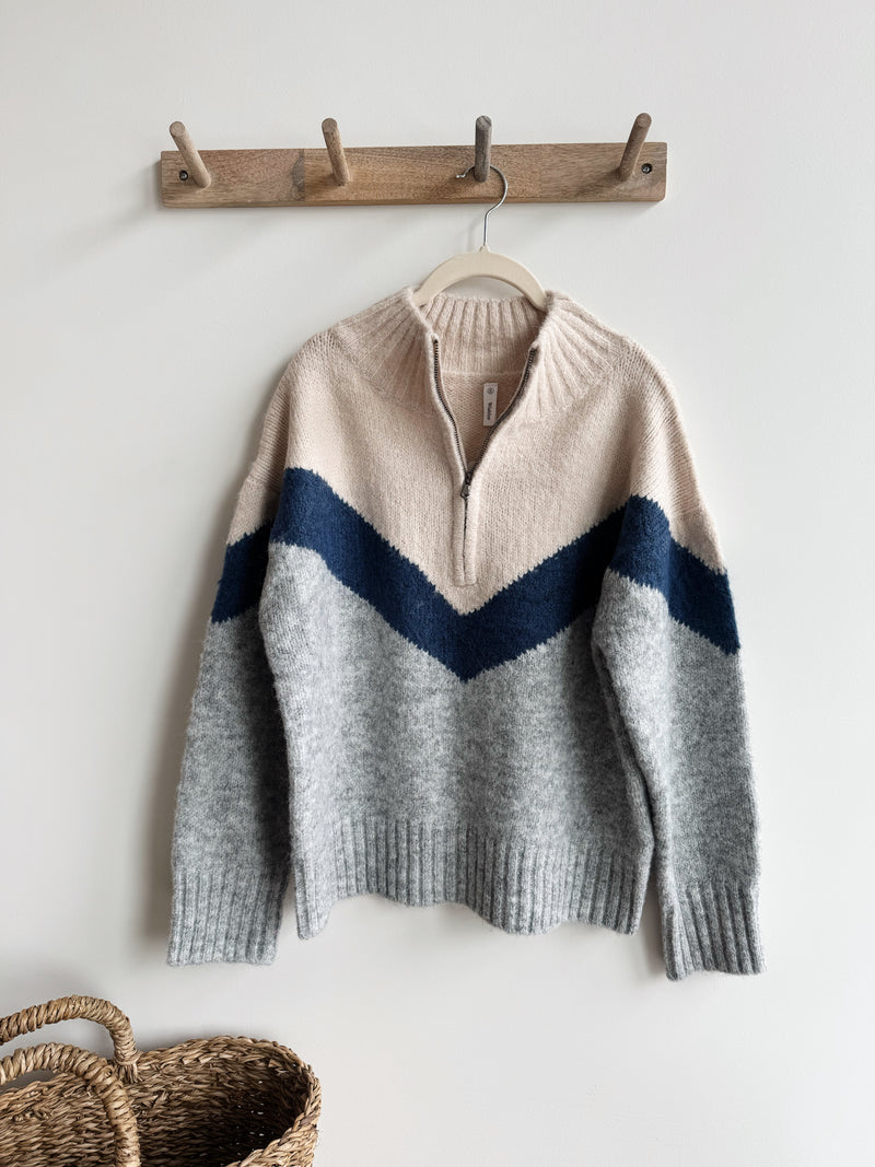 Chevron Half Zip Sweater