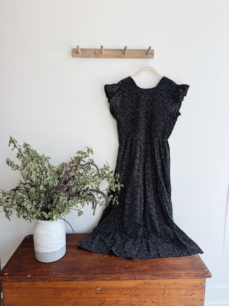 Floral Ruffle Sleeve Midi Dress