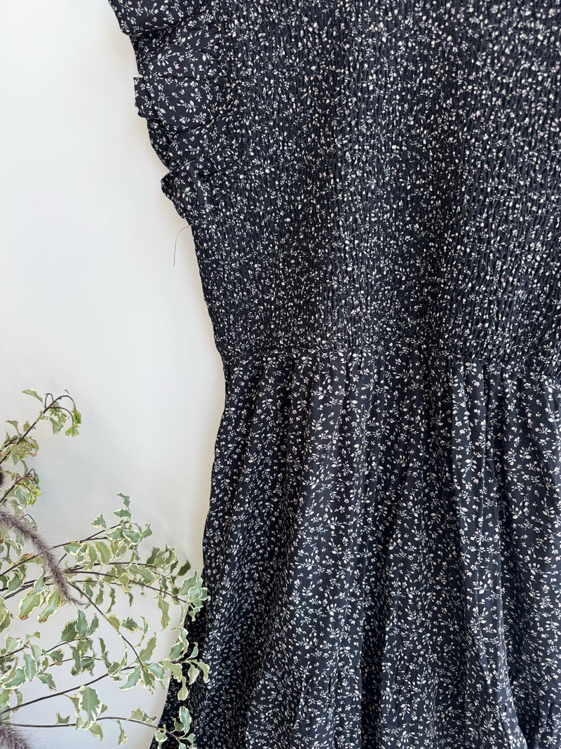 Floral Ruffle Sleeve Midi Dress