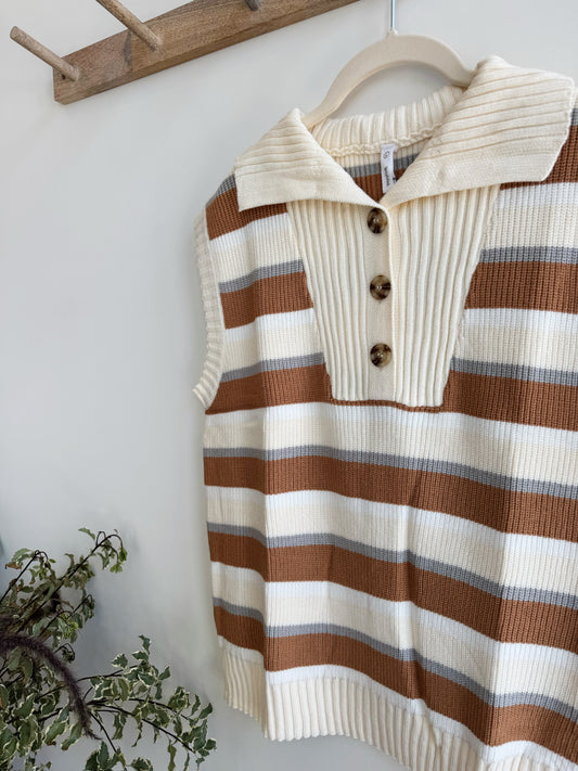 Multi-color striped sweater vest