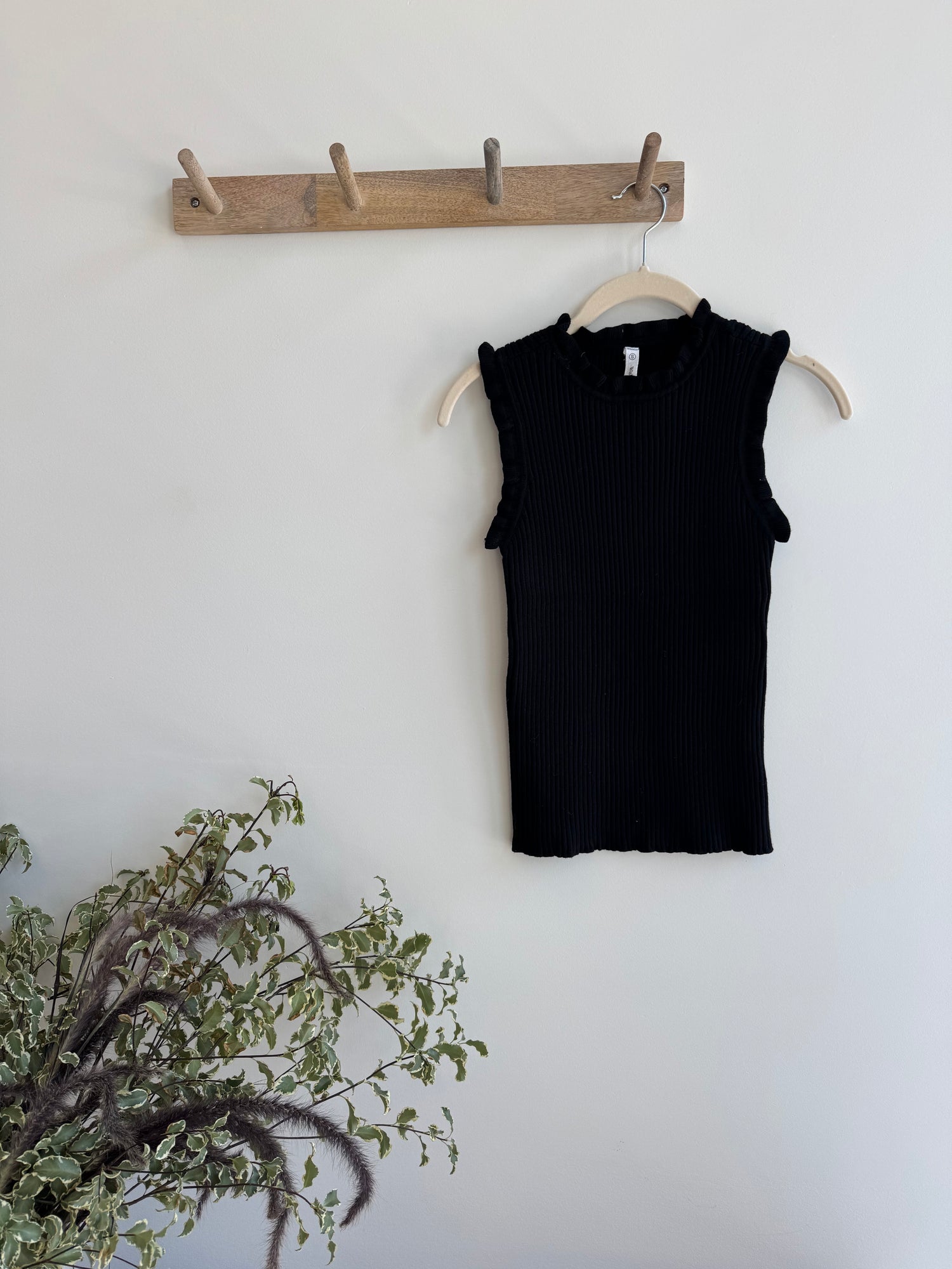 Ruffle Ribbed Sweater Tank