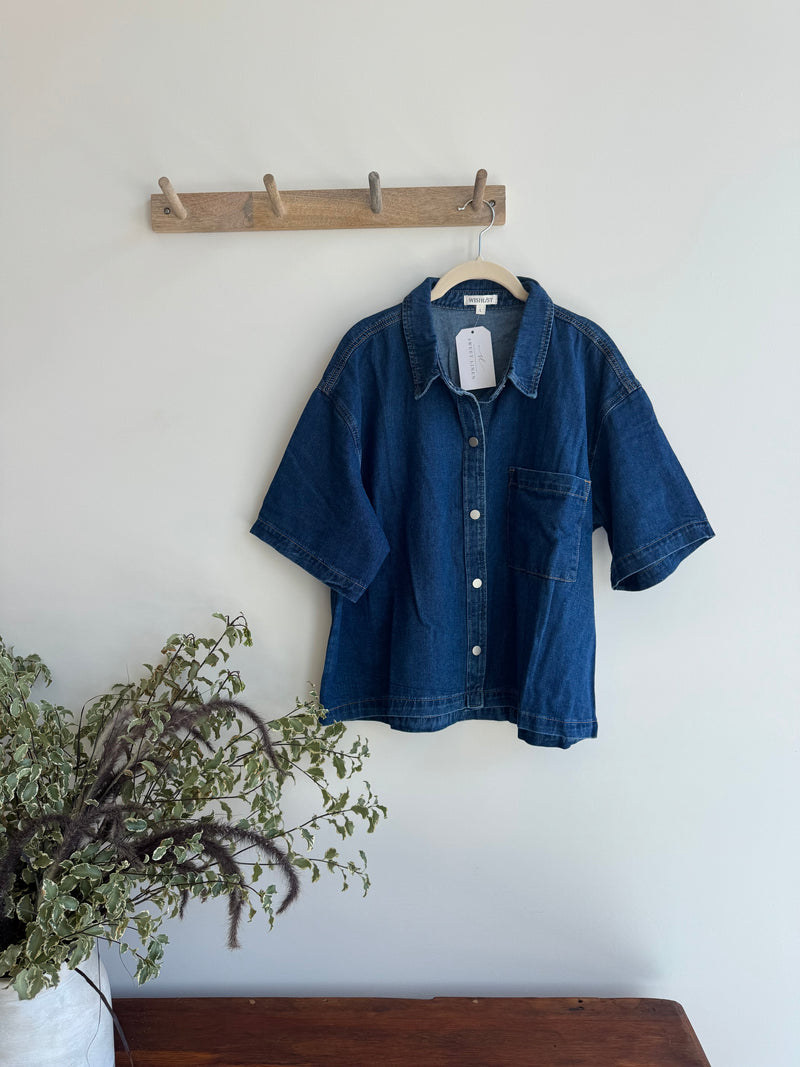 Boxy Denim Button Up