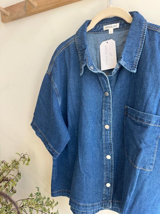 Boxy Denim Button Up
